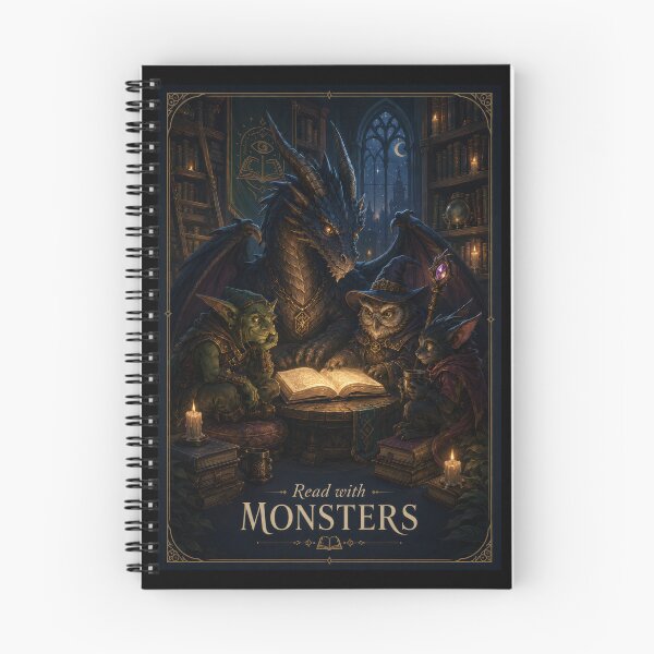 Item preview, Read with Monsters Fantasy Library Poster  designed and sold by Sketchlegacy.