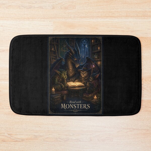 Item preview, Read with Monsters Fantasy Library Poster  designed and sold by Sketchlegacy.