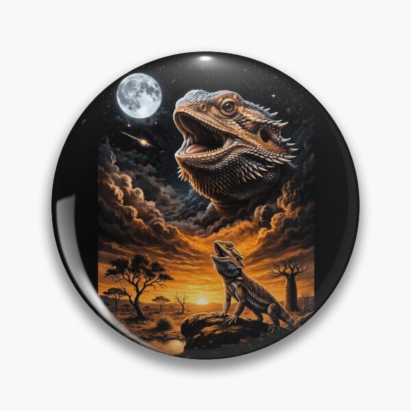 Item preview, Majestic Bearded Dragon Howling At Moon Lizard Sunset designed and sold by d247.