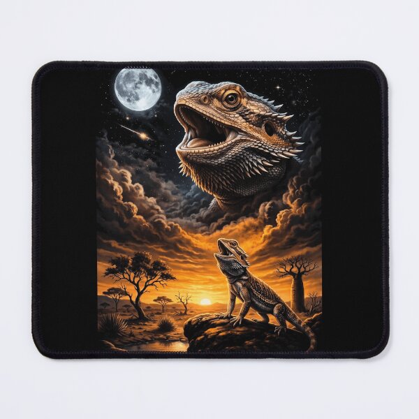 Item preview, Majestic Bearded Dragon Howling At Moon Lizard Sunset designed and sold by d247.