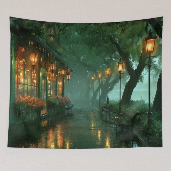 Item preview, Rainy Garden Cafe Cozy Botanical Scene designed and sold by Rtymer.