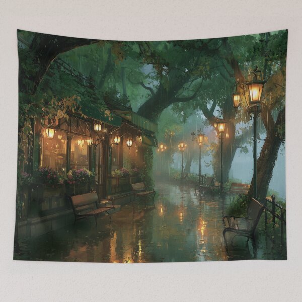 Item preview, Rainy Garden Cafe Cozy Botanical Scene designed and sold by Rtymer.