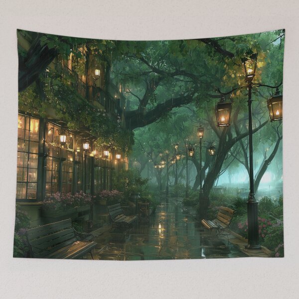 Item preview, Rainy Garden Cafe Cozy Botanical Scene designed and sold by Rtymer.
