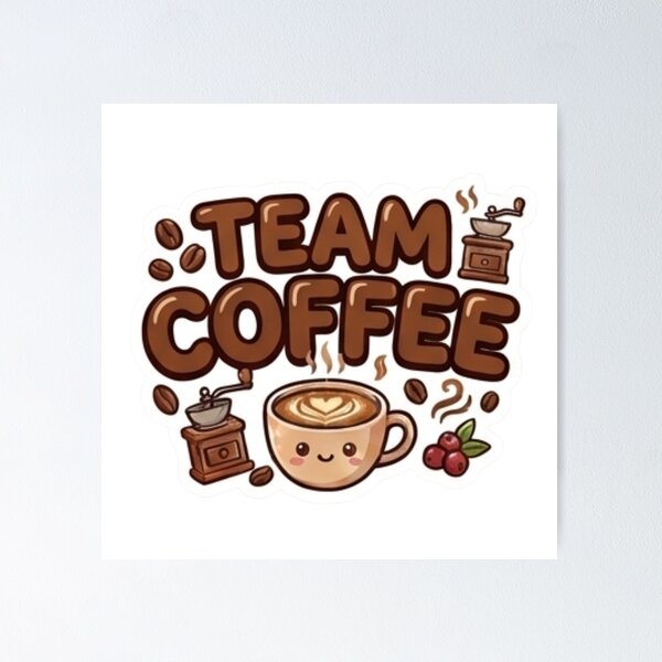Item preview, Team Coffee -Cute Kawaii Team Drinks - Laptop & Suitcase Stickers designed and sold by asumintjapan1.