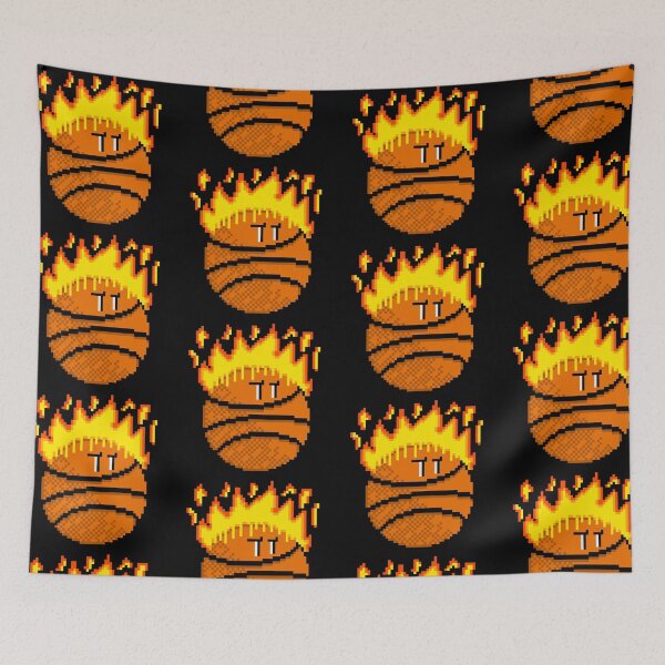 Item preview, Flaming Basketball Retro Pixel Art Arcade Sports designed and sold by RetroRlx.