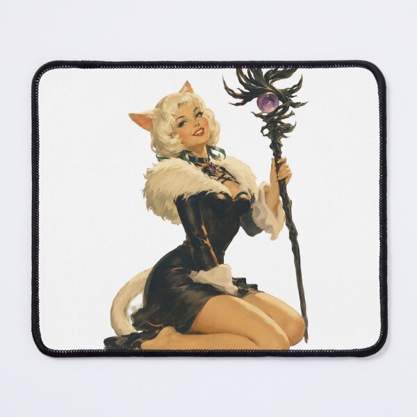 Item preview, Vintage Cat Mage Pin-Up | Fantasy Sorceress Retro Illustration designed and sold by Cosplayvintage.