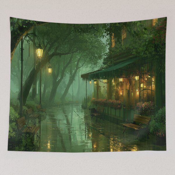 Item preview, Rainy Garden Cafe Cozy Botanical Scene designed and sold by Rtymer.
