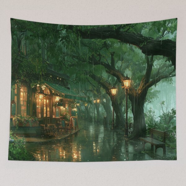 Item preview, Rainy Garden Cafe Cozy Botanical Scene designed and sold by Rtymer.