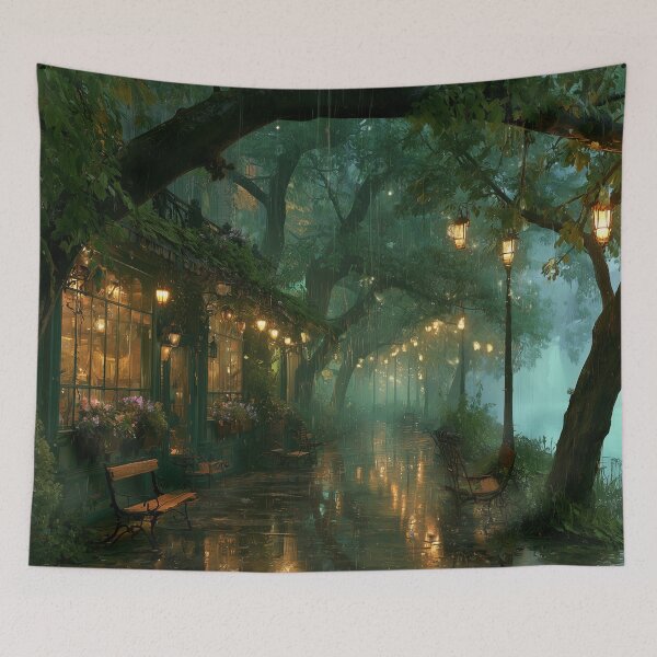 Item preview, Rainy Garden Cafe Cozy Botanical Scene designed and sold by Rtymer.