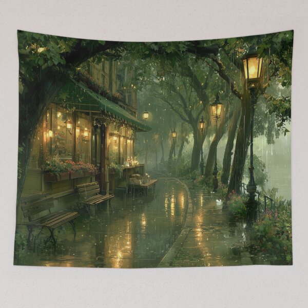 Item preview, Rainy Garden Cafe Cozy Botanical Scene designed and sold by Rtymer.