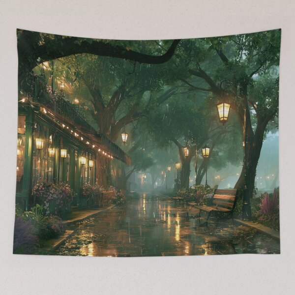 Item preview, Rainy Garden Cafe Cozy Botanical Scene designed and sold by Rtymer.