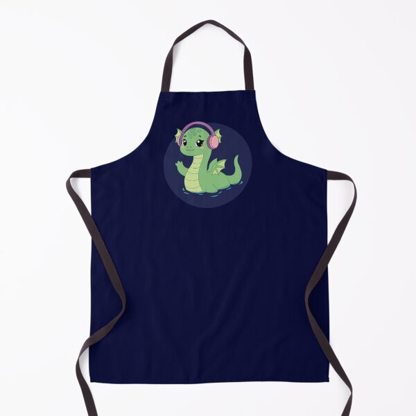 Artikelvorschau, Niedliches Kawaii-Monster von Loch Ness | Winkende Nessie mit pinken Kopfhörern entworfen und verkauft von Hallowed Artistry.