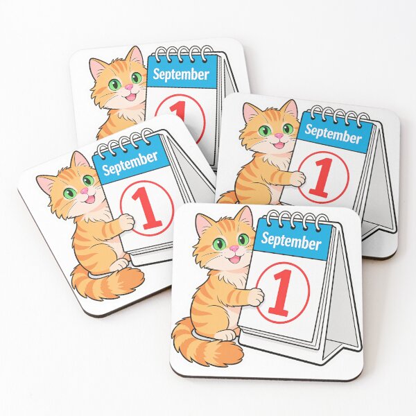 Item preview, Cute Ginger Cat with September 1 Calendar – Back to School designed and sold by OksArtStudio.