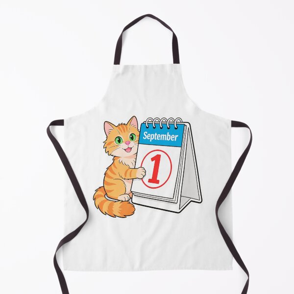 Item preview, Cute Ginger Cat with September 1 Calendar – Back to School designed and sold by OksArtStudio.