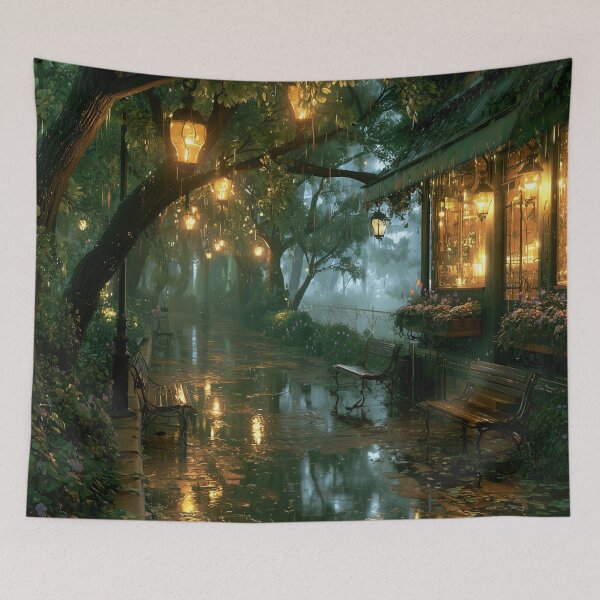 Item preview, Rainy Garden Cafe Cozy Botanical Scene designed and sold by Rtymer.