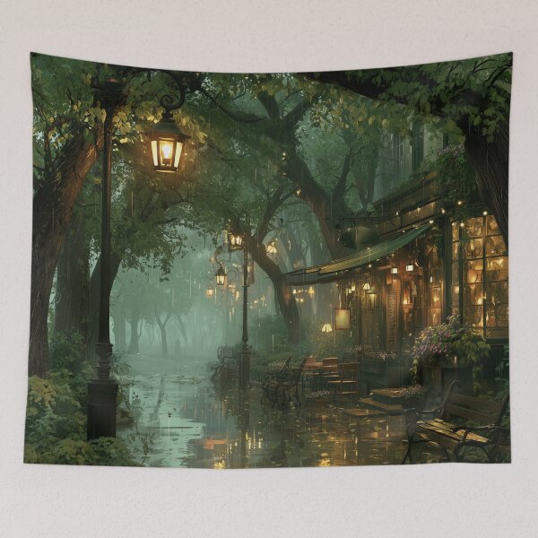 Item preview, Rainy Garden Cafe Cozy Botanical Scene designed and sold by Rtymer.