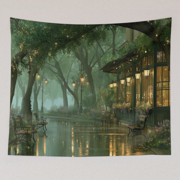 Item preview, Rainy Garden Cafe Cozy Botanical Scene designed and sold by Rtymer.