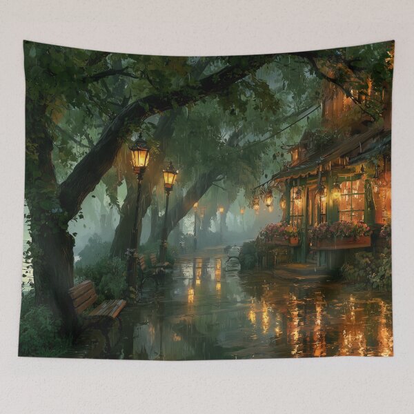 Item preview, Rainy Garden Cafe Cozy Botanical Scene designed and sold by Rtymer.