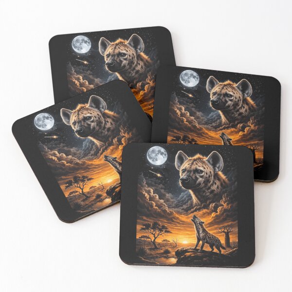Item preview, Spotted Hyena Howling At Moon Sunset Wildlife designed and sold by d247.