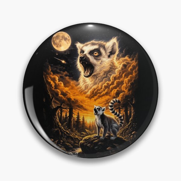 Item preview, Vibrant Lemur Howling At Moon Night Forest  Art designed and sold by d247.
