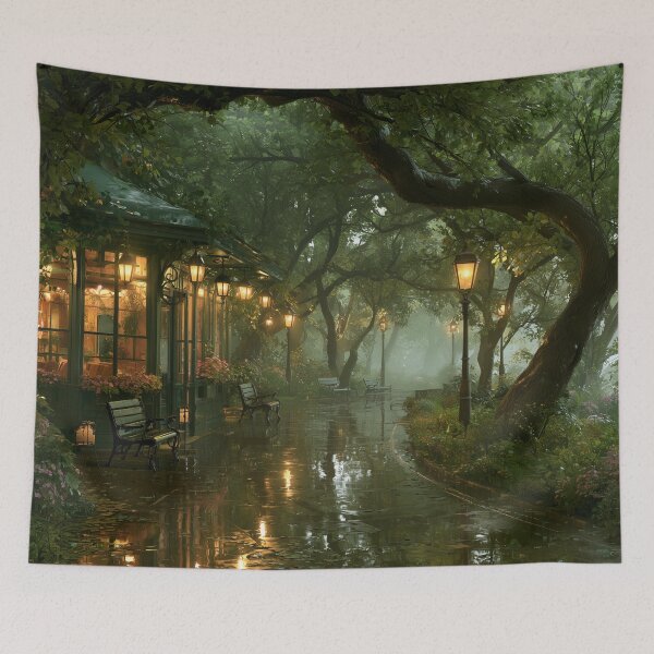 Item preview, Rainy Garden Cafe Cozy Botanical Scene designed and sold by Rtymer.
