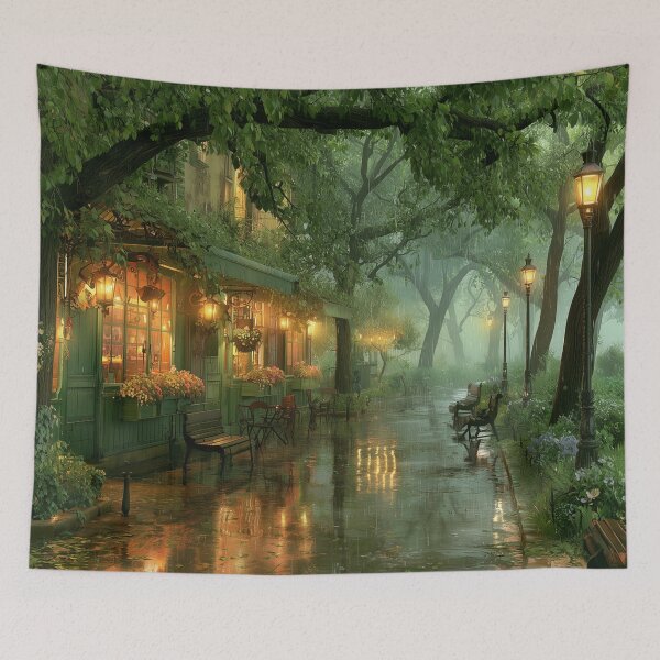 Item preview, Rainy Garden Cafe Cozy Botanical Scene designed and sold by Rtymer.