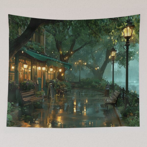 Item preview, Rainy Garden Cafe Cozy Botanical Scene designed and sold by Rtymer.