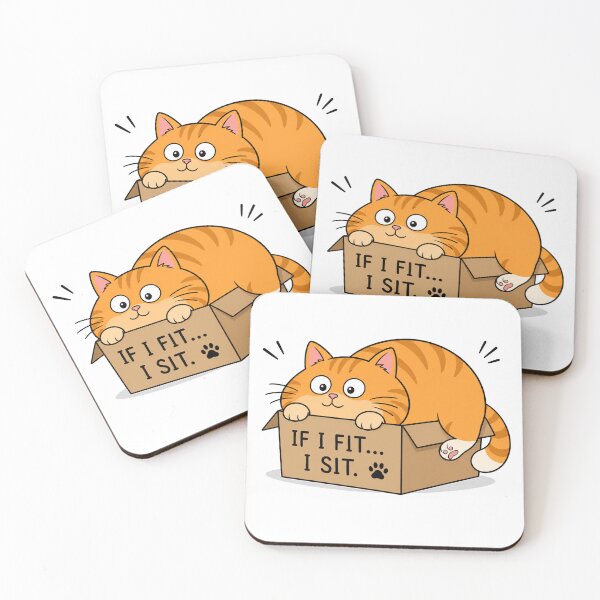Item preview, If I Fit I Sit Funny Chubby Orange Cat in Cardboard Box Cartoon  designed and sold by Kladhadredo.