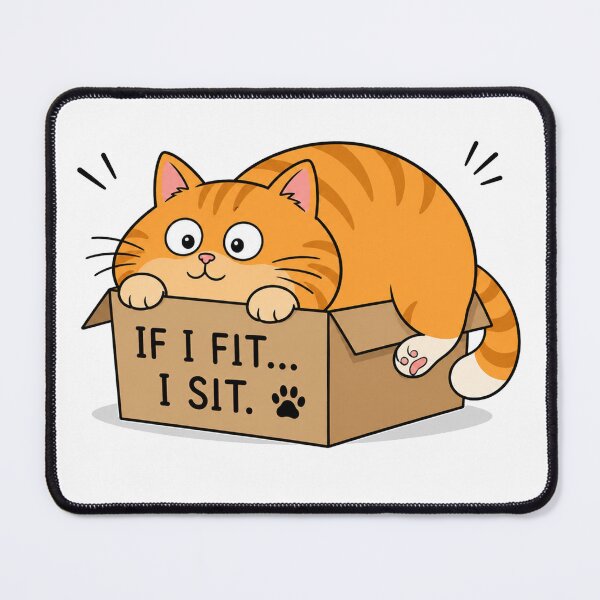Item preview, If I Fit I Sit Funny Chubby Orange Cat in Cardboard Box Cartoon designed and sold by Kladhadredo.