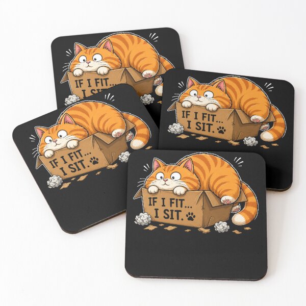Item preview, If I Fit I Sit Funny Chubby Orange Cat in Cardboard Box Cartoon  designed and sold by Kladhadredo.