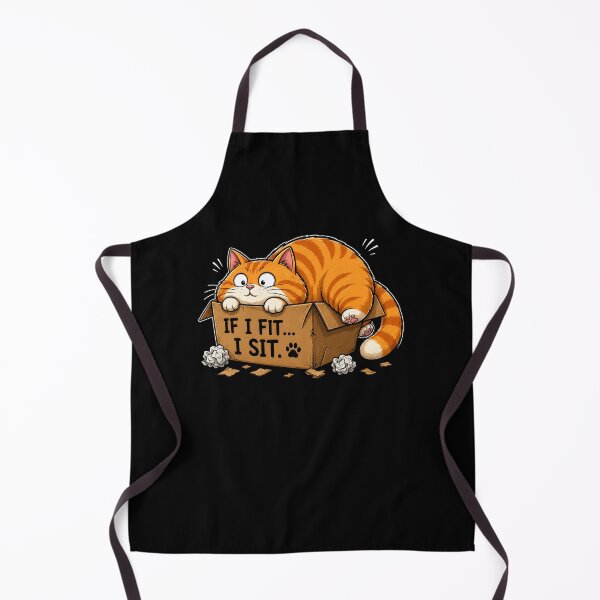 Item preview, If I Fit I Sit Funny Chubby Orange Cat in Cardboard Box Cartoon designed and sold by Kladhadredo.