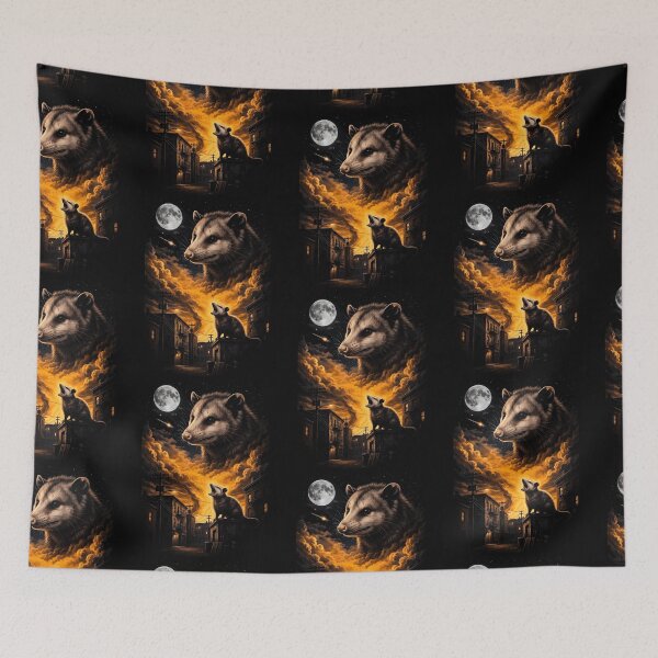 Item preview, Dramatic Opossum Howling At Moon Alley Urban Night designed and sold by d247.