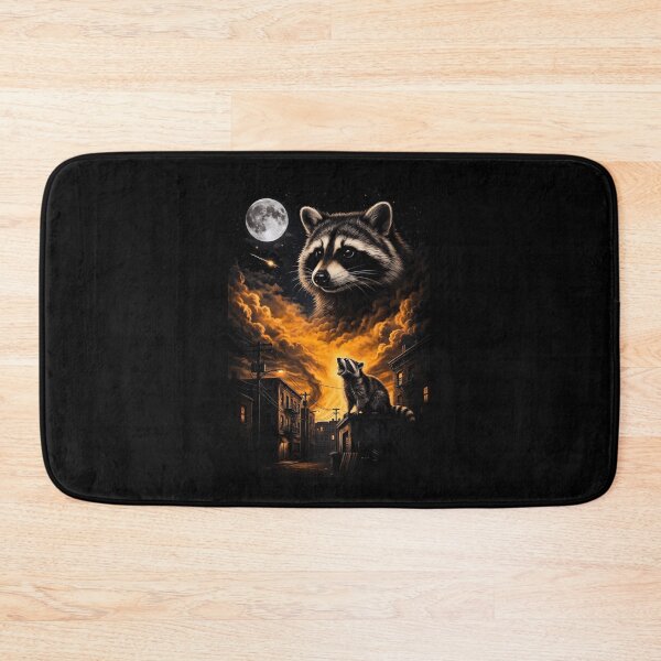 Item preview, Raccoon Howling At Moon Urban Night Sky Animal Art designed and sold by d247.