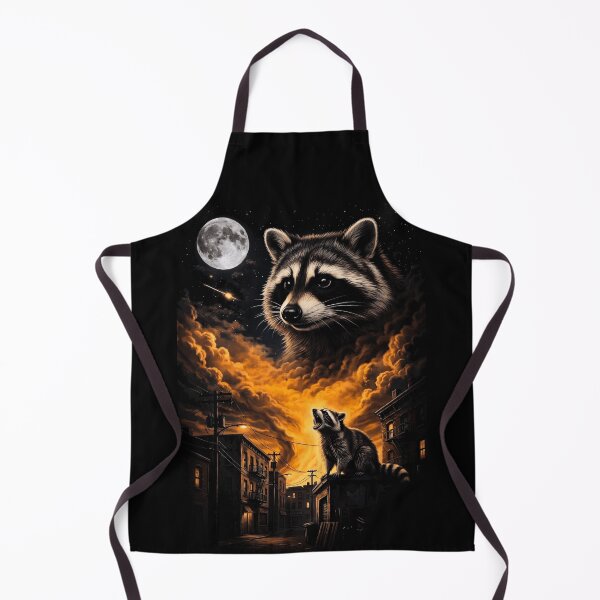 Item preview, Raccoon Howling At Moon Urban Night Sky Animal Art designed and sold by d247.