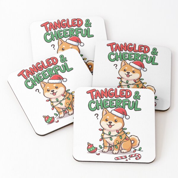 Item preview, Tangled & Cheerful Funny Christmas Shiba Inu Dog Design designed and sold by mackartist.