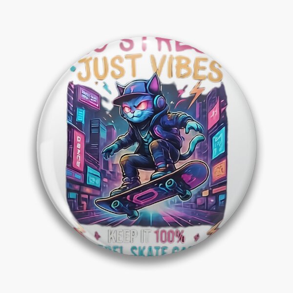 Item preview, No Stress Just Vibes Skateboarding Cat designed and sold by Lovely Elen.