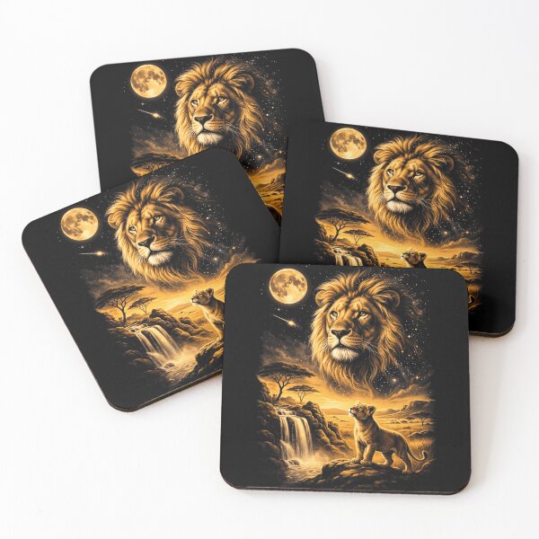 Item preview, Majestic Lion Cub Safari Night Moon Waterfall designed and sold by d247.