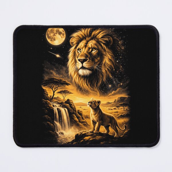 Item preview, Majestic Lion Cub Safari Night Moon Waterfall designed and sold by d247.