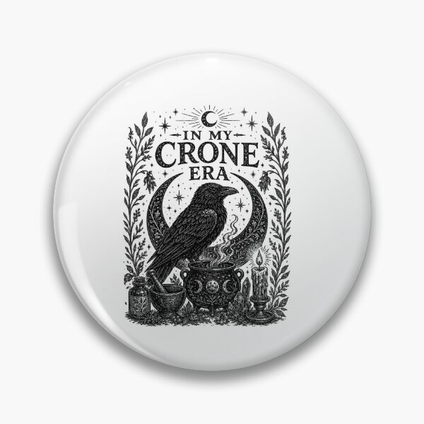 Item preview, In My Crone Era – Gothic Witch Raven Cauldron Spooky Feminine Design  designed and sold by Rahamkshop.