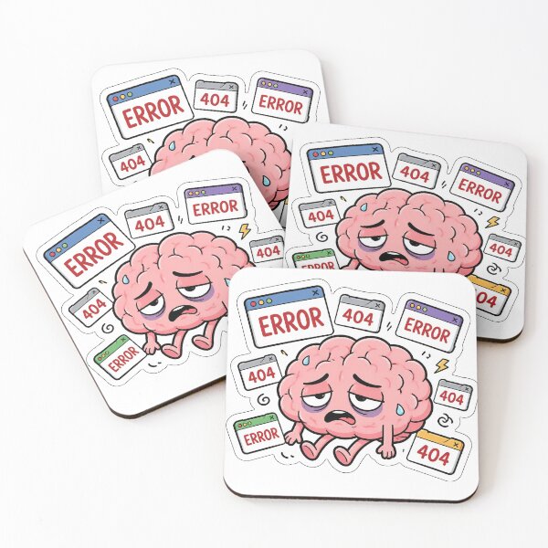 Item preview, Funny Brain 404 Error Too Many Tabs Open Mental Fatigue designed and sold by Foxiquie | Creative Sticker Studio.