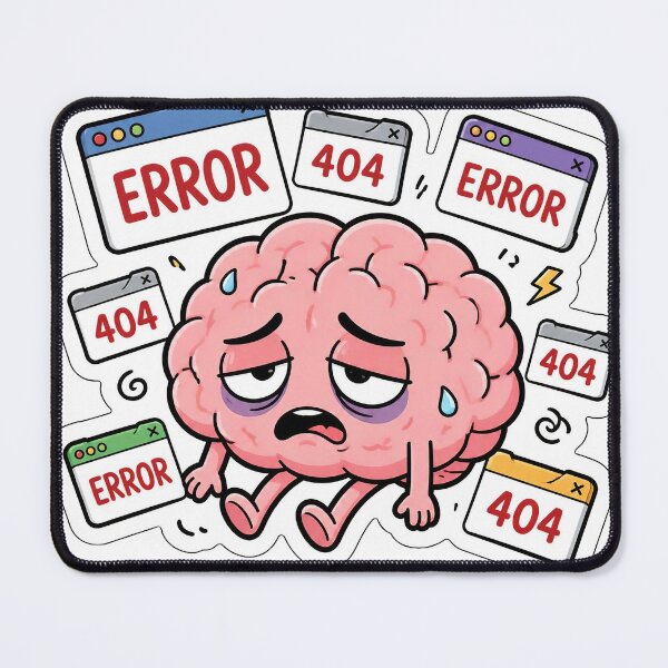 Item preview, Funny Brain 404 Error Too Many Tabs Open Mental Fatigue designed and sold by Foxiquie | Creative Sticker Studio.
