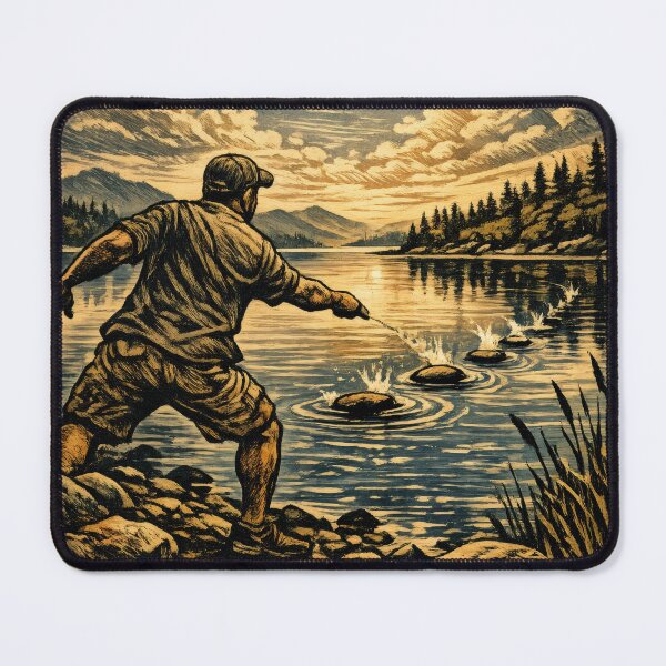 Item preview, T-Shirt - Poster - Golden Skips Across the Lake designed and sold by ForeverPrintsOK.