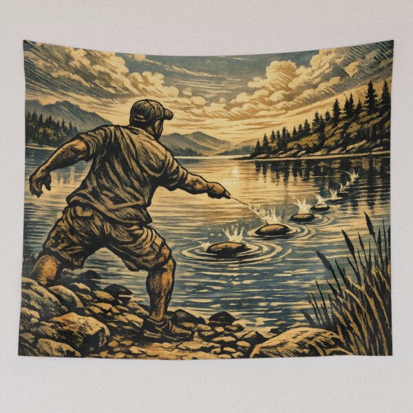 Item preview, T-Shirt - Poster - Golden Skips Across the Lake designed and sold by ForeverPrintsOK.