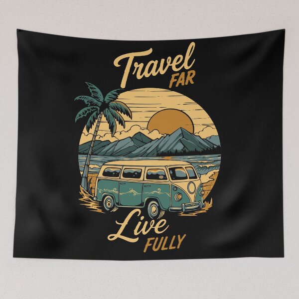 Item preview, Travel Far Live Fully Vintage Camper Van T-Shirt designed and sold by phsycartwork.