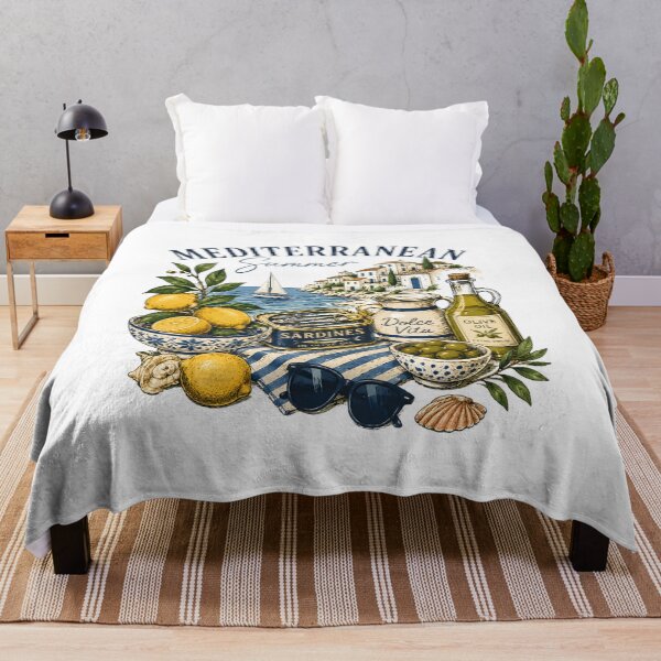 Item preview, Mediterranean Summer Dolce Vita Sardines Olive Oil Lemon Coastal Italian Art designed and sold by Artycom.