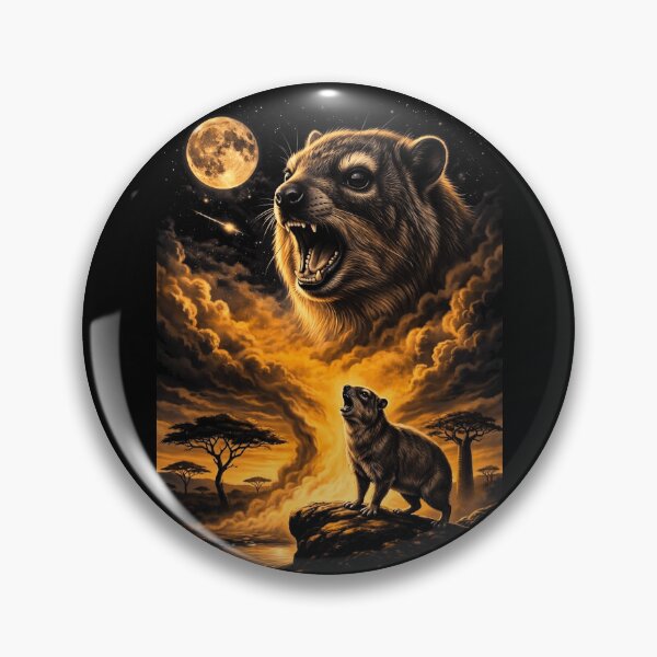 Item preview, Rock Hyrax Howling At Moon Savanna Night designed and sold by d247.