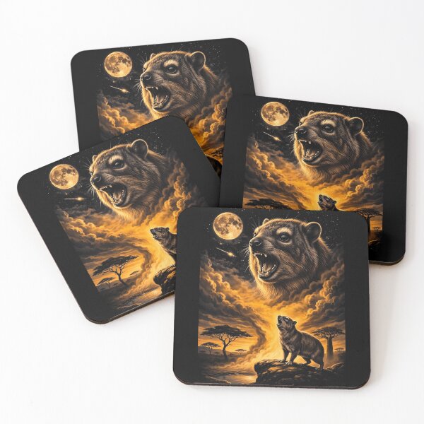 Item preview, Rock Hyrax Howling At Moon Savanna Night designed and sold by d247.