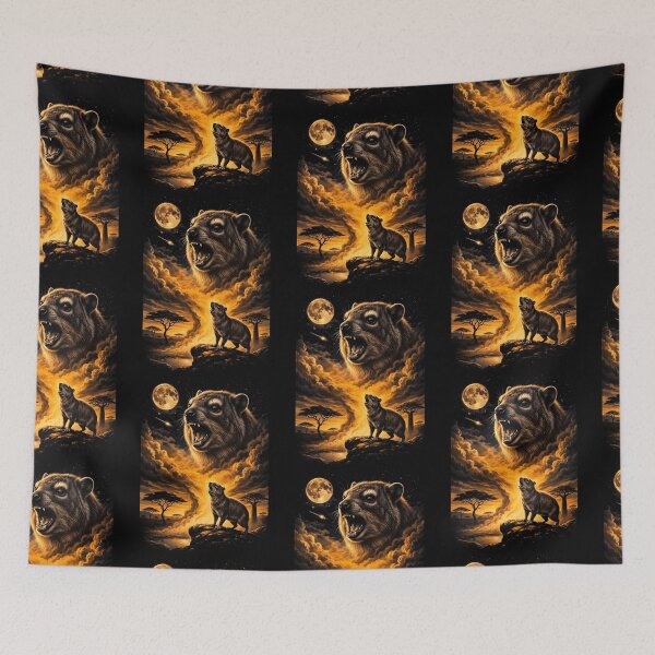 Item preview, Rock Hyrax Howling At Moon Savanna Night designed and sold by d247.