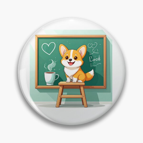 Item preview, Happy Corgi Drawing a Heart on the Classroom Chalkboard designed and sold by OksArtStudio.