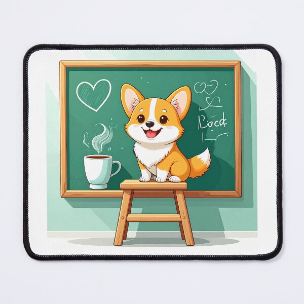 Item preview, Happy Corgi Drawing a Heart on the Classroom Chalkboard designed and sold by OksArtStudio.